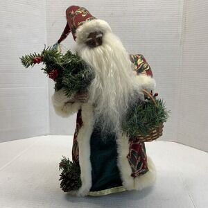 Vtg Black Santa Claus 18" Christmas Tree Topper African American Gold Holiday